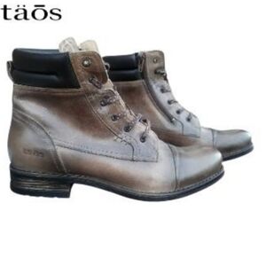 42 Taos Capstone Tobacco Brown Leather Ankle Combat Moto Lace Boot Women 11 11.5